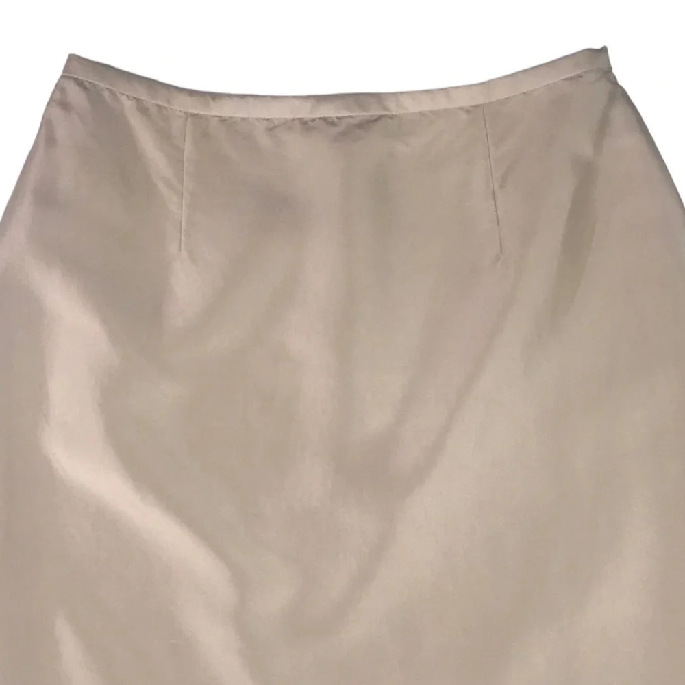 Maggy London Silk Skirt SZ 8 Pleat Hem Pencil Quiet Luxury Wedding Guest Dressy